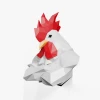 Rooster Bust Wall Decor Paper Sculpture, Printable PDF template, Handmade Wild Sea Animal Figurine Papercraft,3D puzzle, Low Poly Wall Decor