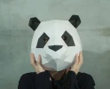 Make Panda Mask,DIY 3D mask,PDF,Pattern mask,Polygon Paper Mask,Template,Printable Head,Low Poly,Papercraft Face Mask,Costume,Halloween