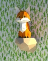 Baby Fox sitting on rock Papercraft, Lowpoly, Low poly Papercraft