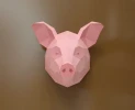 Pig Head Wall Decor Papercraft, Lowpoly, Low poly Papercraft