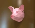 Pig Head Wall Decor Papercraft, Lowpoly, Low poly Papercraft