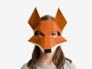 Kids Mask, Fox Mask, Animal Mask, Halloween Costume Kid, Printable Half Mask For Children, Instant Pdf download, DIY Paper Craft Template