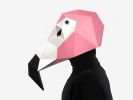 DIY Flamingo Mask, Bird Mask, 3D Paper Craft Template, Halloween Mask, Printable Paper Mask, Instant Pdf Download, Low Poly, Origami Bird