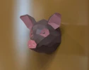 Pig Head Wall Decor Papercraft, Lowpoly, Low poly Papercraft