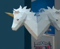 Pony Unicorn Wall Decor Papercraft, Lowpoly, Low poly Papercraft