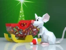 Mouse Christmas Sleigh Papercraft, Lowpoly, Low poly Papercraft