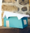 Snowy home 3d papercraft. You get a PDF digital file template and instructions DIY modern paper sculpture.