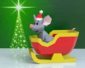 Mouse Christmas Sleigh Papercraft, Lowpoly, Low poly Papercraft