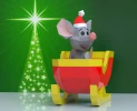 Mouse Christmas Sleigh Papercraft, Lowpoly, Low poly Papercraft