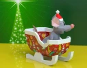 Mouse Christmas Sleigh Papercraft, Lowpoly, Low poly Papercraft