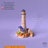 Lighthouse on rocks 3D Papercraft PDF Pattern Template/ DIY Low poly paper Light house as decor sculpture/ Pepakura Cardstock model building