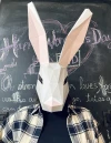 Bunny mask 3d papercraft. get PDF digital file pattern and instruction for this DIY 3d papercraft low poly paper mask.