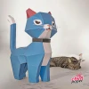 3D Papercraft Cat, Cat, 3D PDF Template, Papercraft Animals, Cat Sculpture, pink, blue