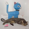 3D Papercraft Cat, Cat, 3D PDF Template, Papercraft Animals, Cat Sculpture, pink, blue