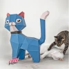 3D Papercraft Cat, Cat, 3D PDF Template, Papercraft Animals, Cat Sculpture, pink, blue