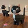 3D Papercraft Cat, Cat, 3D PDF Template, Papercraft Animals, Cat Sculpture, pink, blue