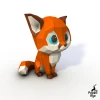 Little Fox, Fox, Лисенок, Лиса, Papercraft, Pepakura, Lowpoly, Low Polygon, 3D Papercraft, handmade, Paper Sculptures, DIY origami, Design
