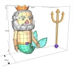 Little MERMAID + King TRITON + DOLPHIN, Papercraft, Template, DIY, Paper, Low Poly, Cute, Kawaii, 3D Model, Pdf Low Poply, Kids Toy