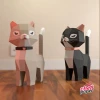 3D Papercraft Cat, Cat, 3D PDF Template, Papercraft Animals, Cat Sculpture, pink, blue