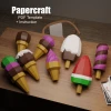 Ice cream pack 3D papercraft | DIY paper sculpture | Paper model pattern | Do it yourself | Low poly | PDF pattern | origami | home decor