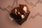 Sleeping Kitten Low Poly Papercraft, Paper Sculpture, Low Poly PDF Template, DIY Decor & Gift