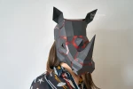 Rhino Mask: Digital Files for Papercraft. Printable PDF Template. 3d Origami Low Poly Model DIY.