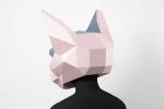 Cat Mask, Sphynx Cat, PDF Template, Polygonal Paper Art, Paper craft pdf, Papermask Low poly, 3d mask, Costume diy, Origami, PDF