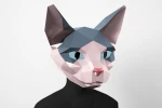 Cat Mask, Sphynx Cat, PDF Template, Polygonal Paper Art, Paper craft pdf, Papermask Low poly, 3d mask, Costume diy, Origami, PDF