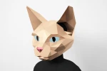 Cat Mask, Sphynx Cat, PDF Template, Polygonal Paper Art, Paper craft pdf, Papermask Low poly, 3d mask, Costume diy, Origami, PDF