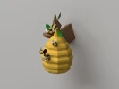 Papercraft bee and hive on a branch, low poly bee and hive template, paper decoration, DIY template, PDF digital download, pepakura template