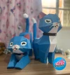 3D Papercraft Cat, Cat, 3D PDF Template, Papercraft Animals, Cat Sculpture, pink, blue