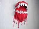 Papercraft 3d halloween vampire teeth PDF template, DIY halloween decoration, low poly Halloween vampire, diy wall decoration