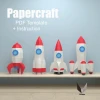 Rocket Bundle pack 3D papercraft | DIY paper sculpture | Paper model pattern | Low poly | PDF pattern | origami | home decor