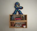 Megaman Pixel, DIY, Papercraft, Low Poly, Video Game, Nes, Snes, Retro Game, Capcom, Wall Decor, Paper