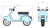 3d papercraft scooter, pepakura pdf, svg scooter template, DIY motorbike decoration, lowpoly decor, home paper decor, papercraft vehicle