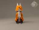 Digital templates in PDF for paper low-poly sculpture Fox sitting