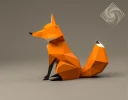 Digital templates in PDF for paper low-poly sculpture Fox sitting
