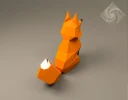 Digital templates in PDF for paper low-poly sculpture Fox sitting