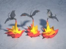 3D Papercraft dragon with fire, low poly fire dragon template, paper decor, DIY template, PDF download, pepakura template, home decoration