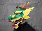 Papercraft 3d Chinese dragon Mask PDF digital Template, Low Poly Paper Mask, Unique Halloween costume, New Year mask, pepakura PDF template