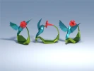 Papercraft 3D hummingbird template, origami paper bird digital PDF template, low poly paper bird, hummingbird template