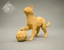 Digital templates in PDF for paper low-poly sculpture Cat with Ball