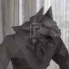 Werewolf howling papercraft sculpture,3D Wolf paper model, modern art statue decor featured faceted geometric sculpture