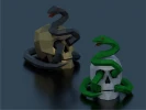 Papercraft 3D skull with snake template for halloween decor, digital papercraft PDF template, low poly paper decor, DIY halloween decor