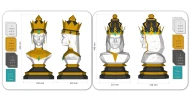 3d papercraft chess Queen and King PDF template, paper sculpture, DIY Low Poly chess pieсes, paper Sculpture, DIY paper home decor, diy kit