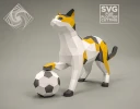 Digital templates in PDF for paper low-poly sculpture Cat with Ball