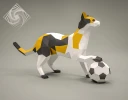 Digital templates in PDF for paper low-poly sculpture Cat with Ball
