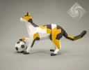 Digital templates in PDF for paper low-poly sculpture Cat with Ball