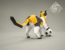Digital templates in PDF for paper low-poly sculpture Cat with Ball