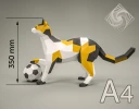 Digital templates in PDF for paper low-poly sculpture Cat with Ball